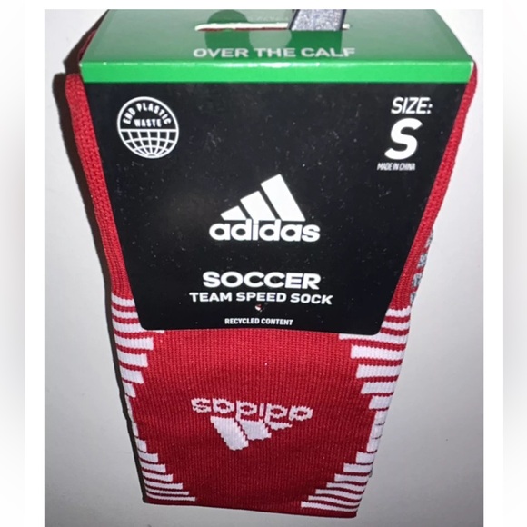 Adidas Team Speed OTC Soccer Socks 1 Pair Youth 13C-4Y Red & White w Logo NEW! - Picture 11 of 11